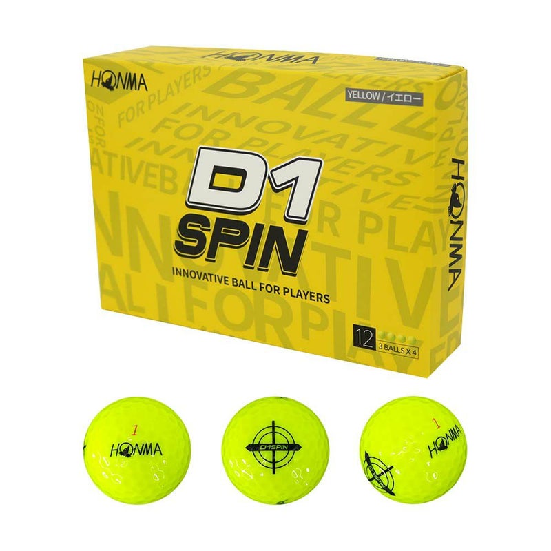 【大特価市】HONMA D1 SPIN ボール BT2301 イエロー 1ダース