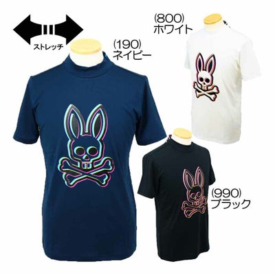 サイコバニー（PsychoBunny） 3Dカラーロゴ モックネックTシャツ GF568 メンズゴルフウェア 春夏モデル