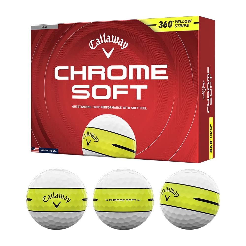 新品ボール キャロウェイ Callaway CHROME SOFT 360 ストライプ ボール イエロー 1