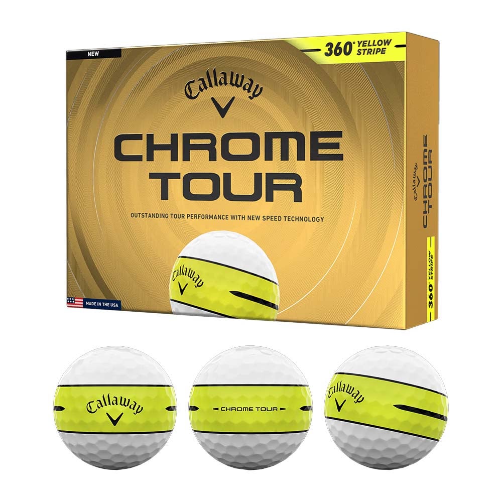 キャロウェイ Callaway CHROME TOUR 360 ストライプ ボール イエロー 1