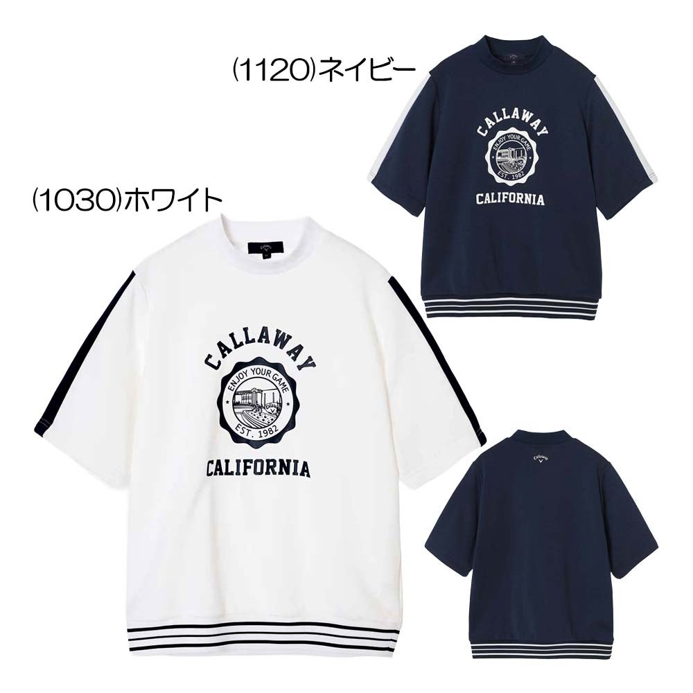 キャロウェイ Callaway 裏毛スウェット半袖ハイネックプルオーバー