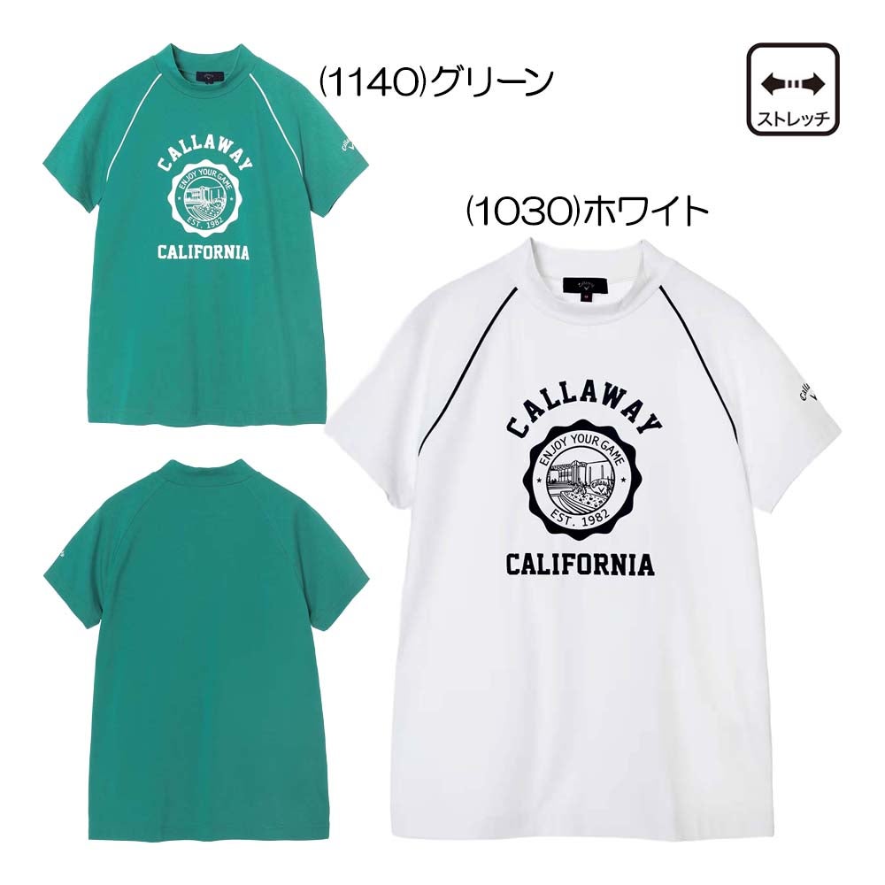 キャロウェイ★シンプル★薄手ストレッチ★モックネック【レディース サイズS】 キャロウェイ Callaway コットンストレッチ半袖モックネックシャツ