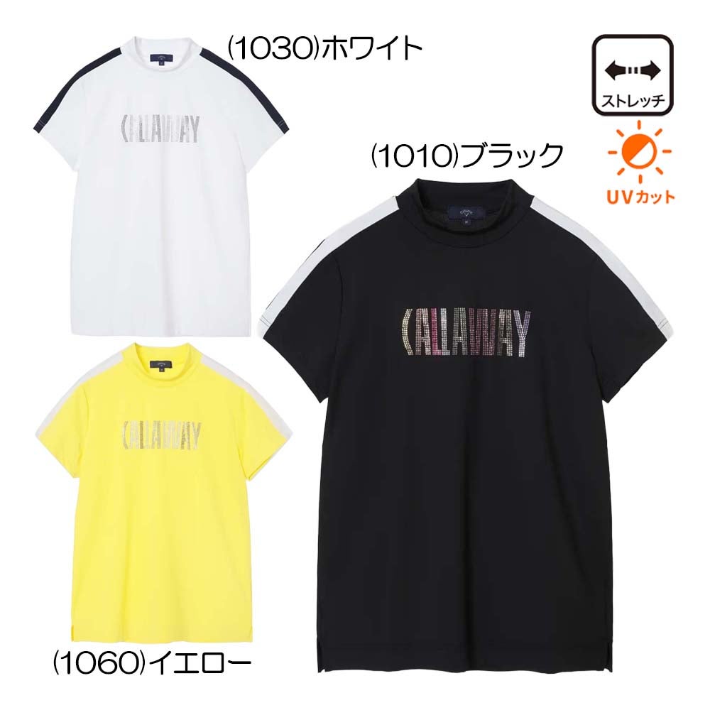 キャロウェイ Callaway 半袖モックネックシャツラインストーン付