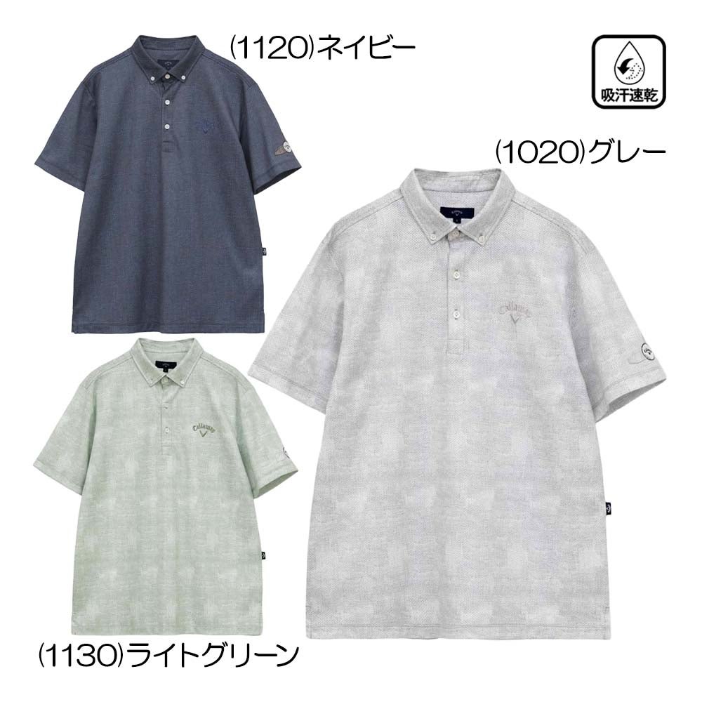 キャロウェイ Callaway かざあなメッシュシャンブレー柄半袖シャツ